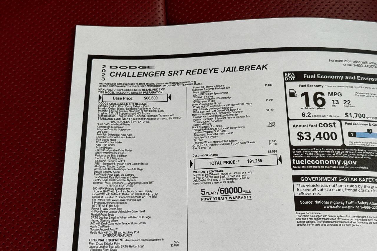 Used 2023 Dodge Challenger SRT Hellcat Redeye w/ Quick Order Package 27M image 52