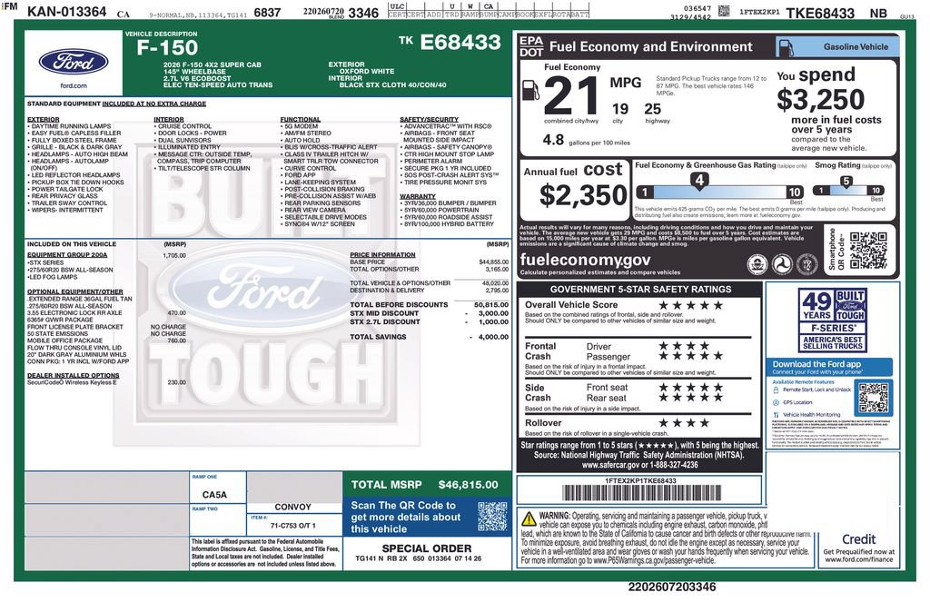 New 2026 Ford F150 STX w/ Equipment Group 200A RWD image 2