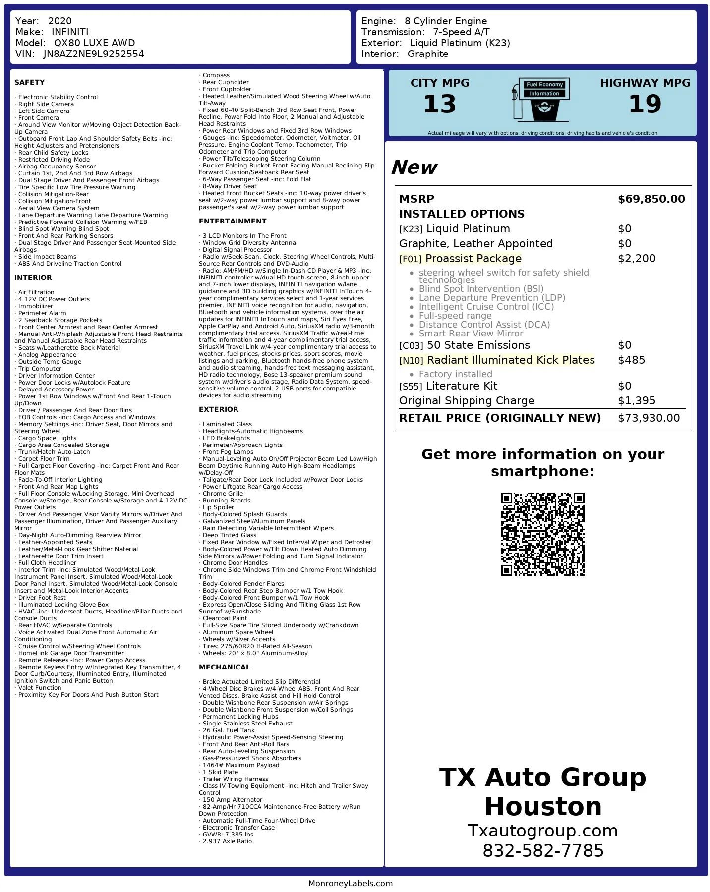 Used 2020 INFINITI QX80 Luxe w/ Proassist Package image 3