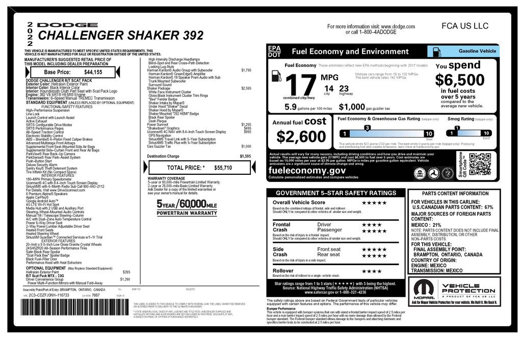 Certified 2022 Dodge Challenger R/T Scat Pack w/ Shaker Package RWD image 7