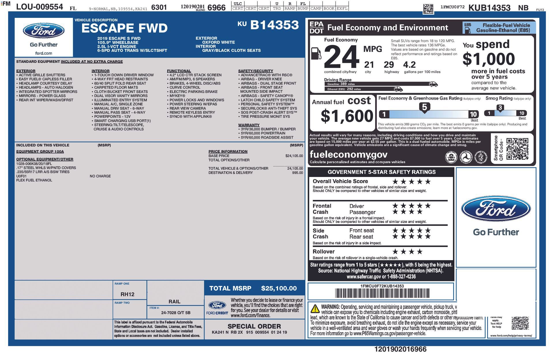 Used 2019 Ford Escape S FWD image 17
