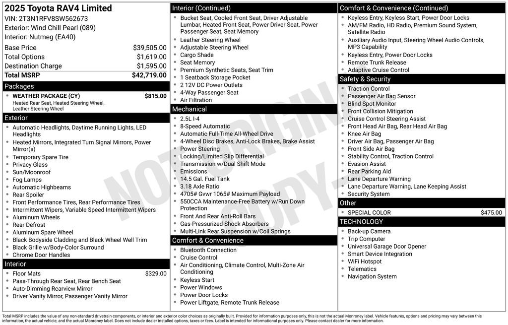 Used 2025 Toyota RAV4 Limited w/ Weather Package AWD/4WD image 44