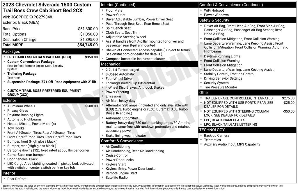 Used 2023 Chevrolet Silverado 1500 Custom Trail Boss w/ LPO, Dark Essentials Package AWD/4WD image 4