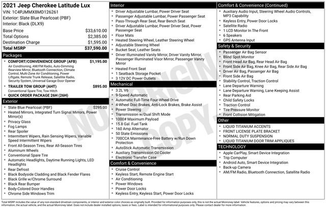 Used 2021 Jeep Cherokee Latitude Lux w/ Comfort/Convenience Group AWD/4WD image 16