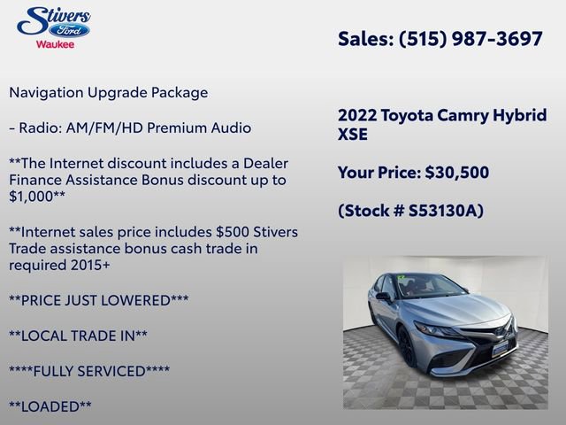 Used 2022 Toyota Camry XSE w/ Navigation Upgrade Package image 15