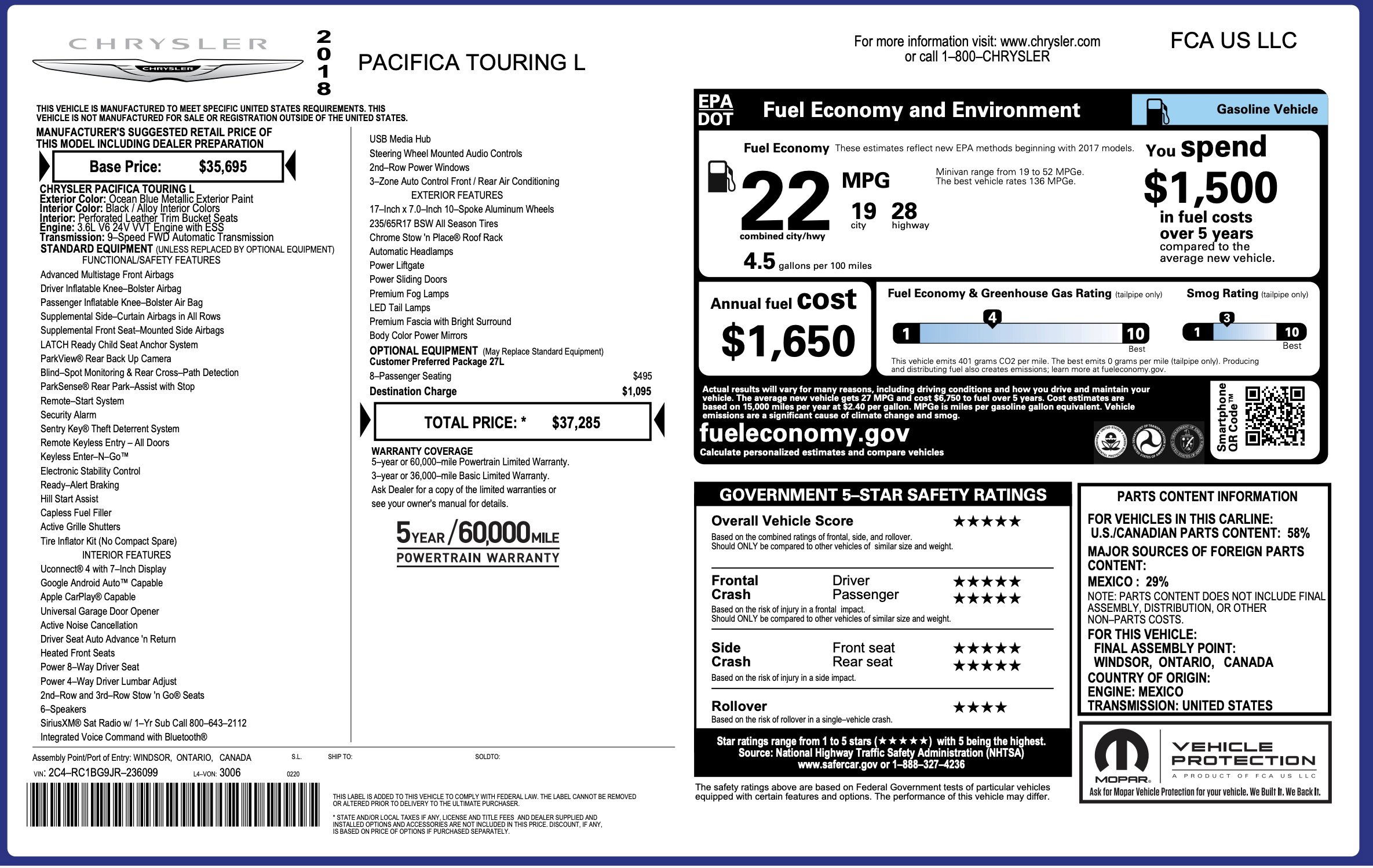 Used 2018 Chrysler Pacifica Touring-L image 3