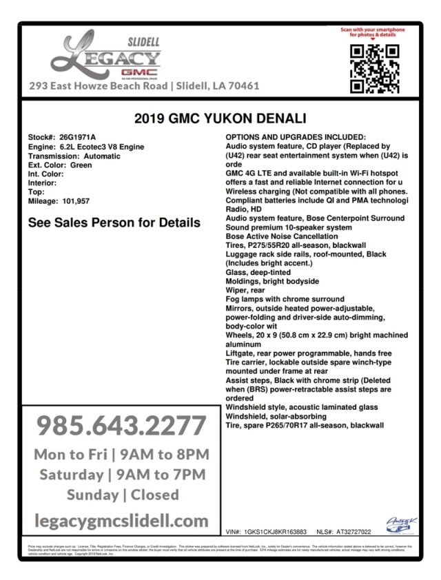 Used 2019 GMC Yukon Denali w/ Denali Ultimate Package RWD image 31
