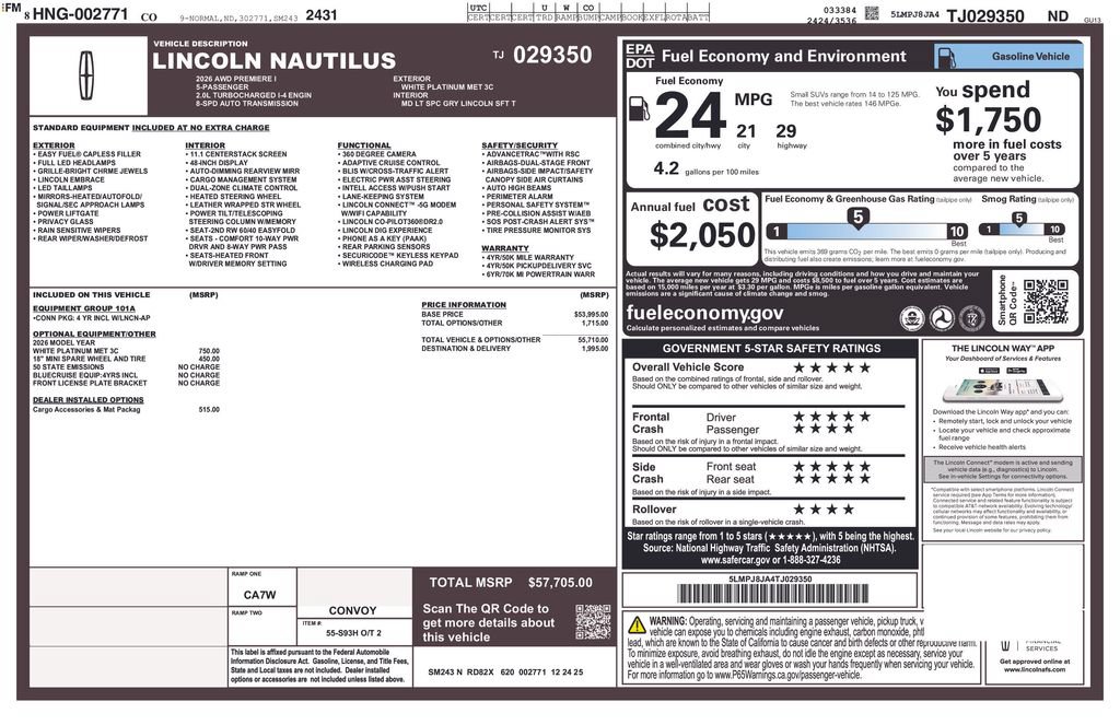 New 2026 Lincoln Nautilus Premier AWD/4WD image 64