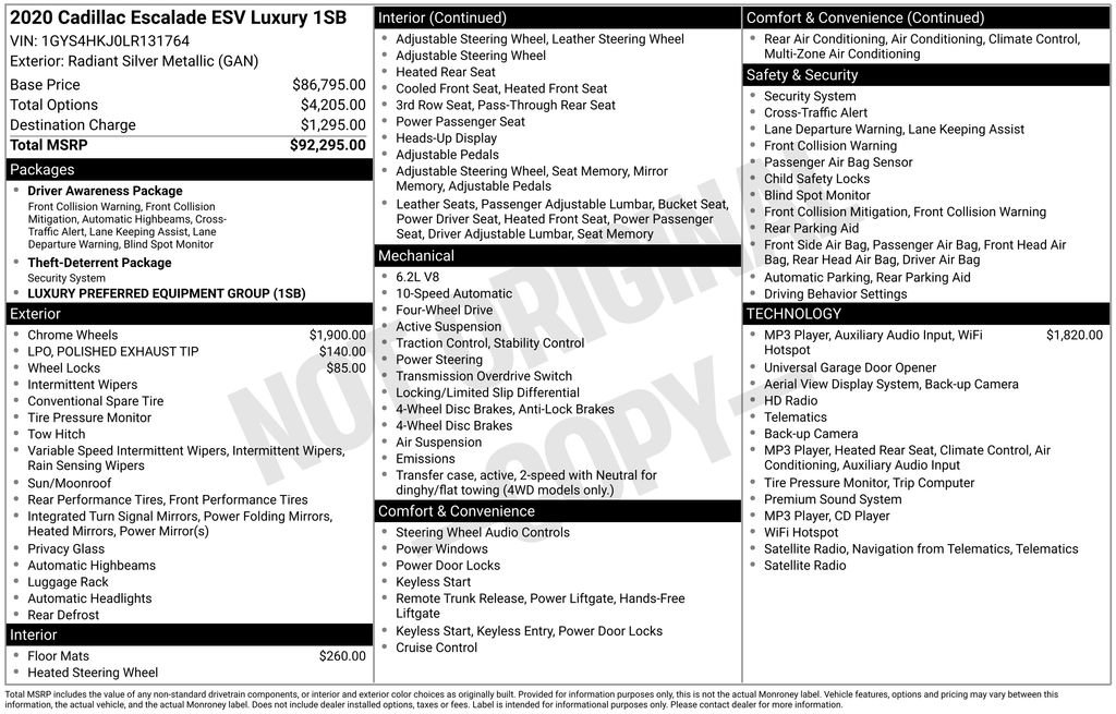 Used 2020 Cadillac Escalade ESV Luxury AWD/4WD image 29