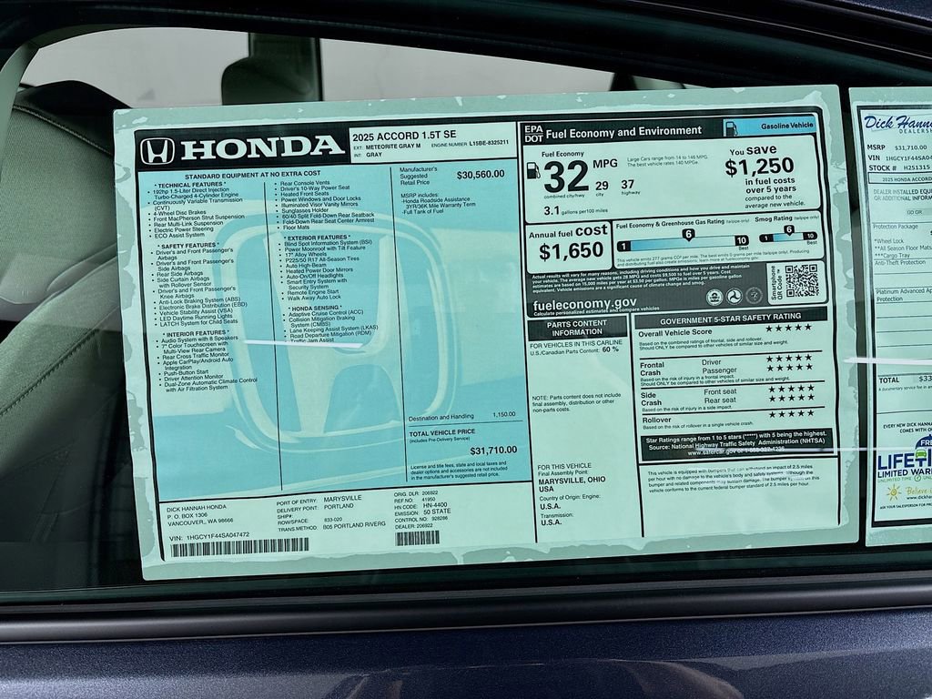 New 2025 Honda Accord SE image 25