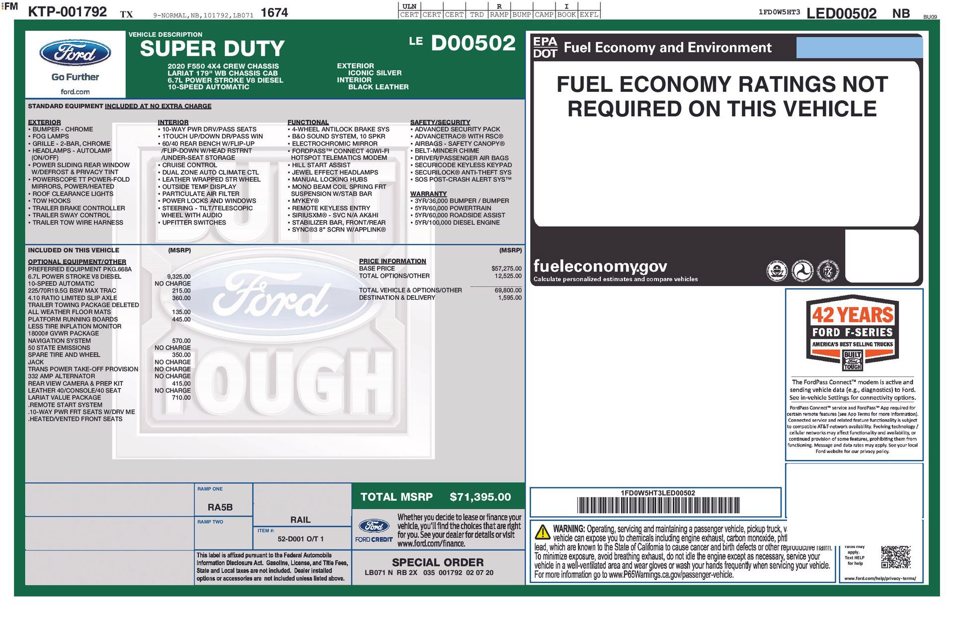 Certified 2020 Ford F550 4x4 Crew Cab Super Duty w/ Lariat Value Package image 45