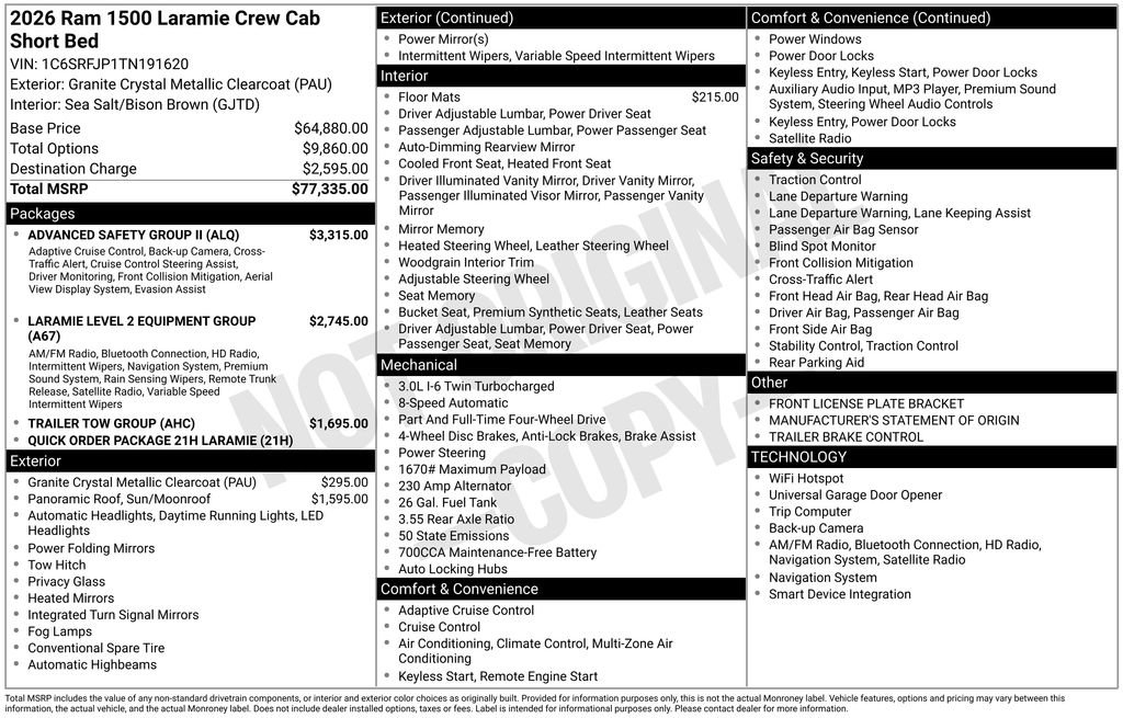 New 2026 RAM 1500 Laramie w/ Advanced Safety Group II AWD/4WD image 5