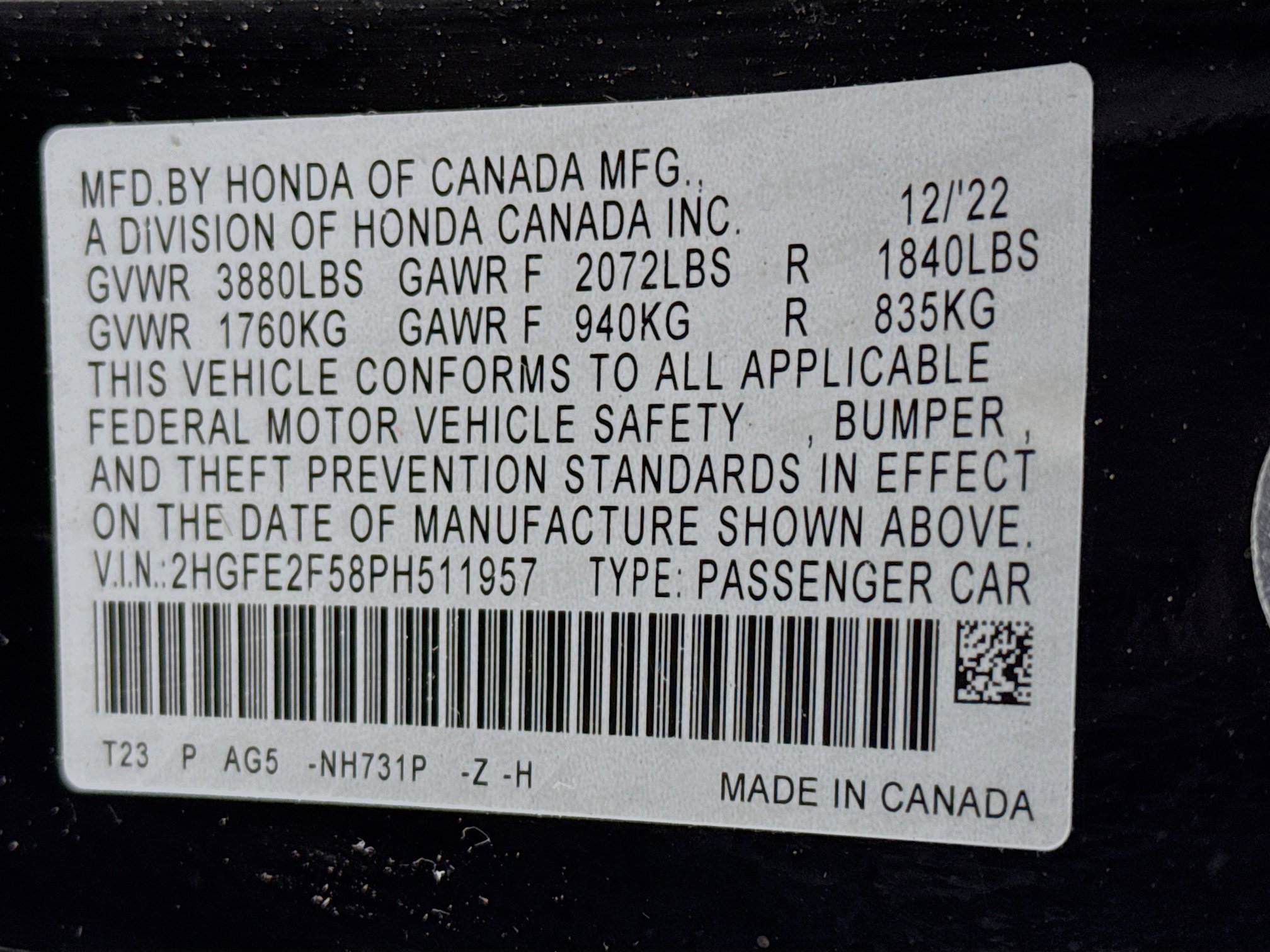 Certified 2023 Honda Civic Sport image 29