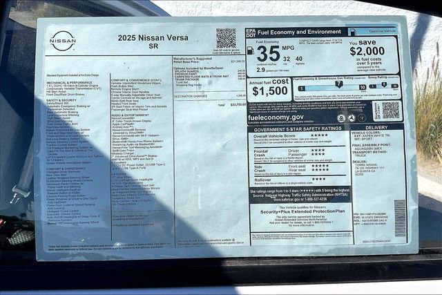 New 2025 Nissan Versa SR w/ Trunk Package FWD image 16