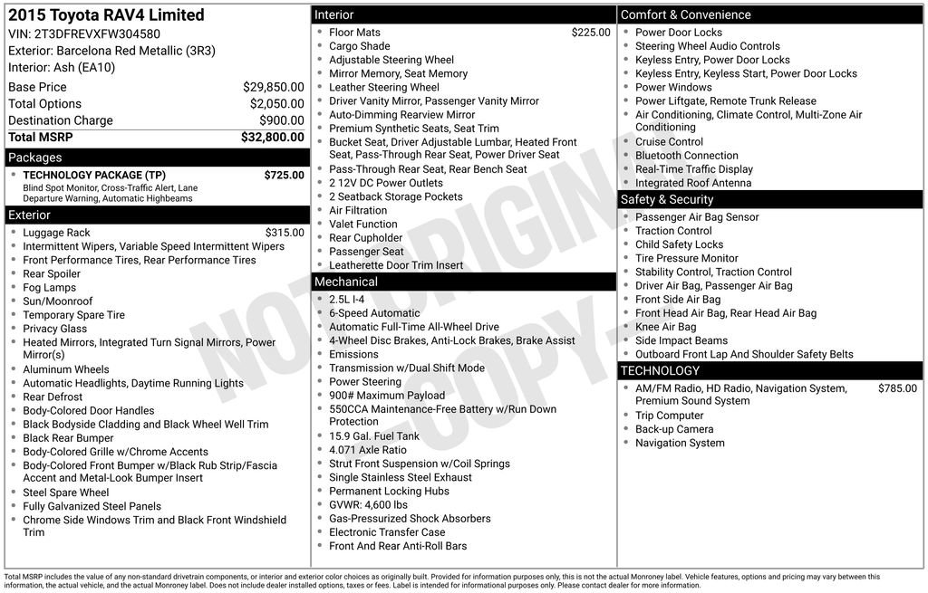 Used 2015 Toyota RAV4 Limited w/ Technology Package AWD/4WD image 6