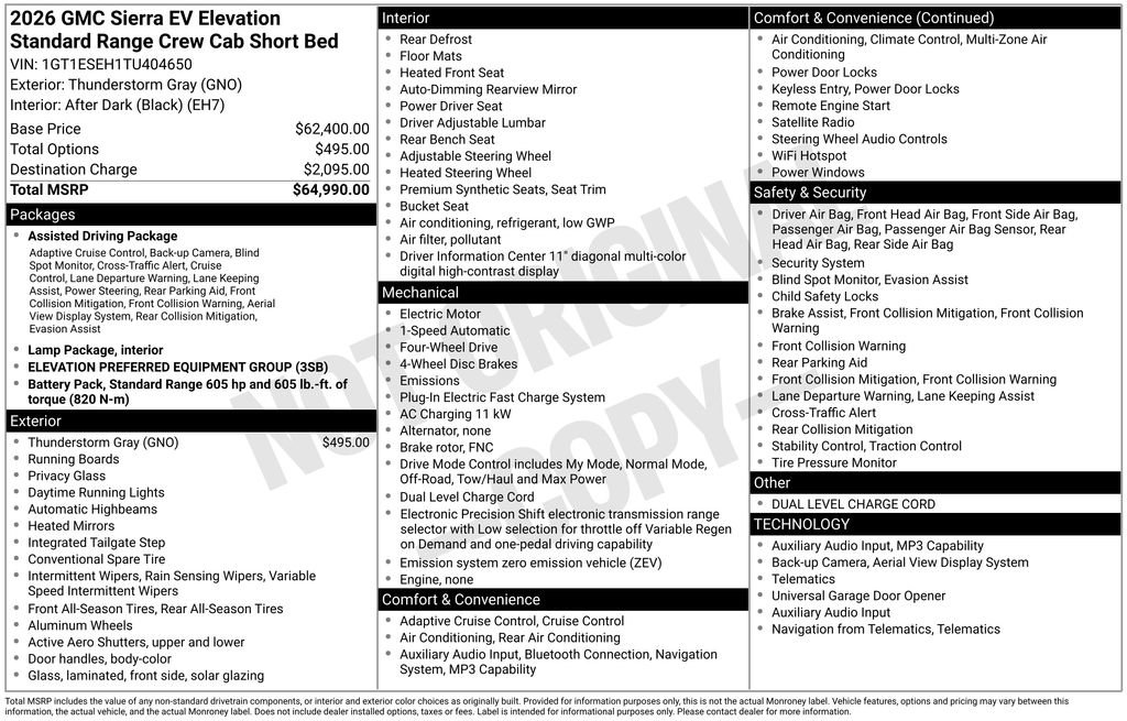 New 2026 GMC Sierra EV Elevation image 4