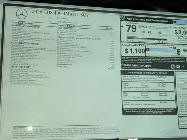 New 2026 Mercedes-Benz EQS 400 4MATIC SUV image 20
