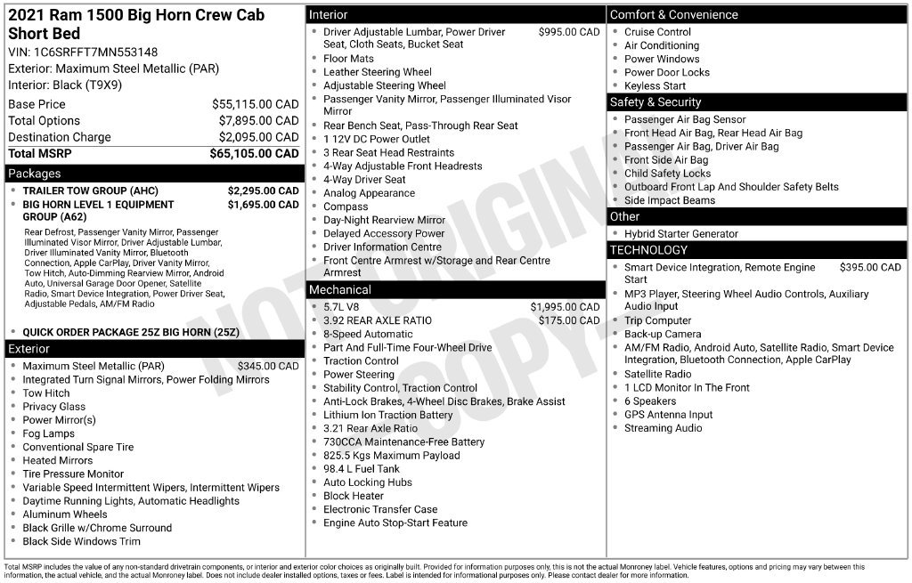 Used 2021 RAM 1500 Big Horn w/ Trailer Tow Group AWD/4WD image 45