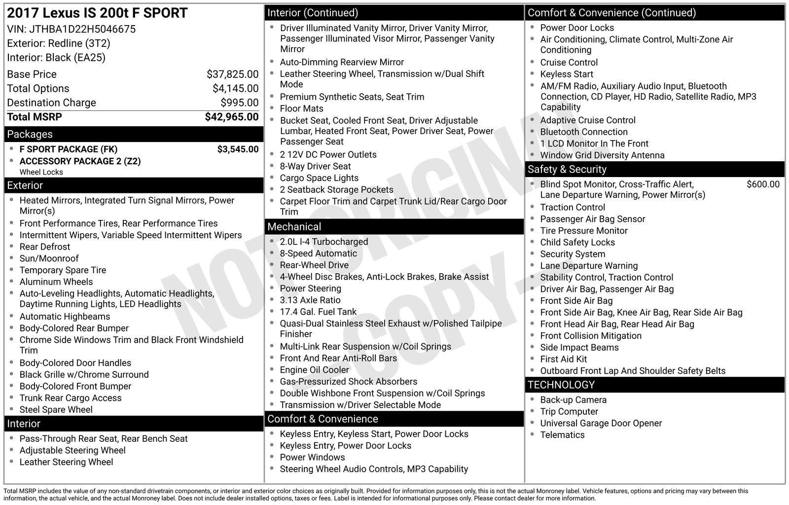 Used 2017 Lexus IS 200t F Sport w/ F Sport Package RWD image 4