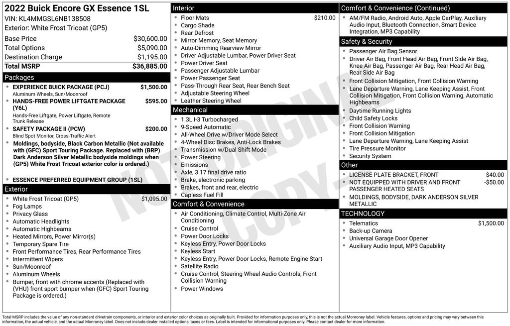 Used 2022 Buick Encore GX Essence w/ Experience Buick Package AWD/4WD image 6