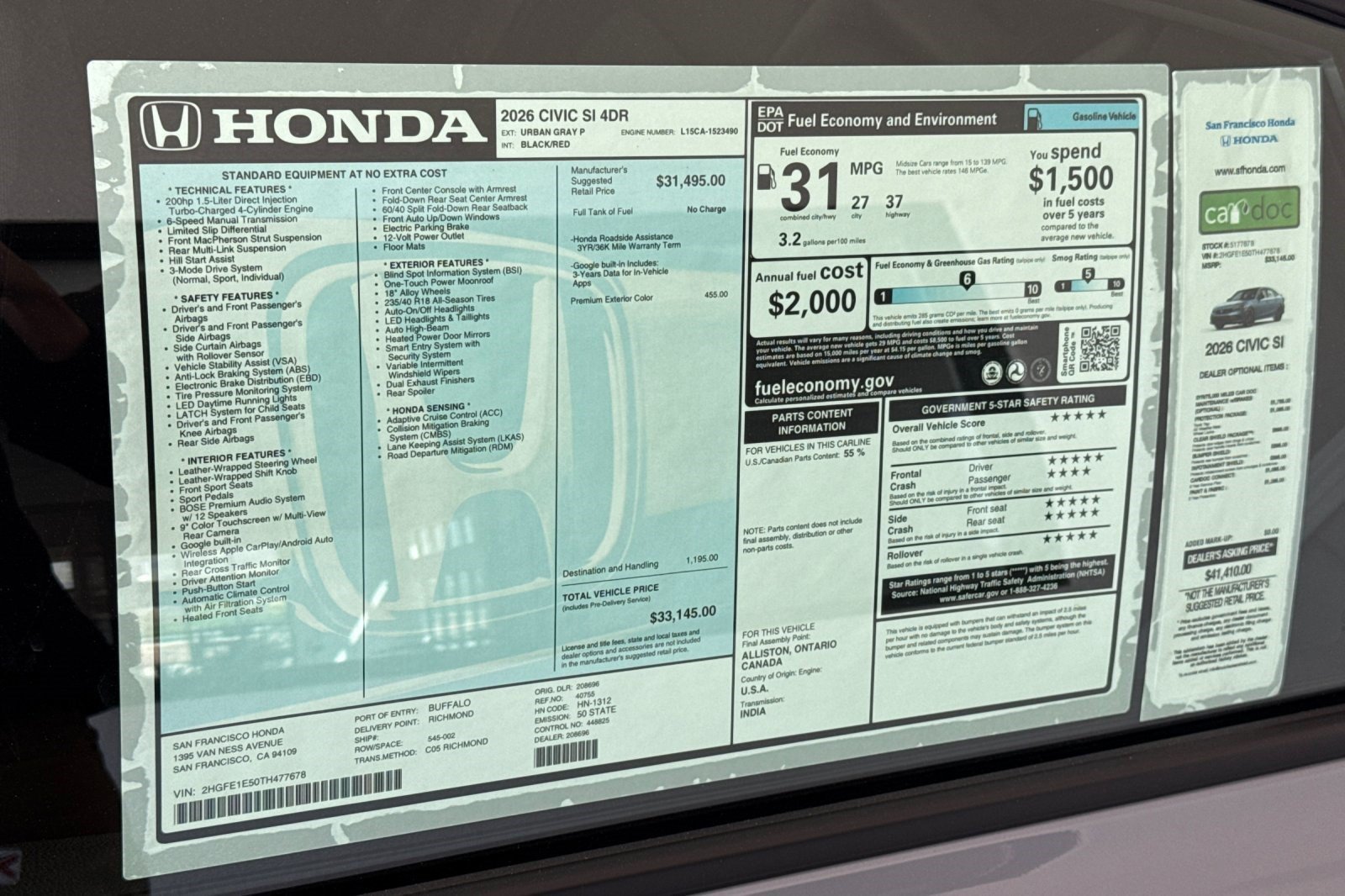 Certified 2026 Honda Civic Si image 32