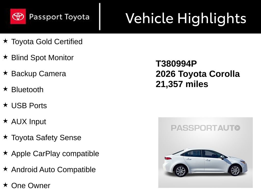 Certified 2026 Toyota Corolla LE FWD image 13