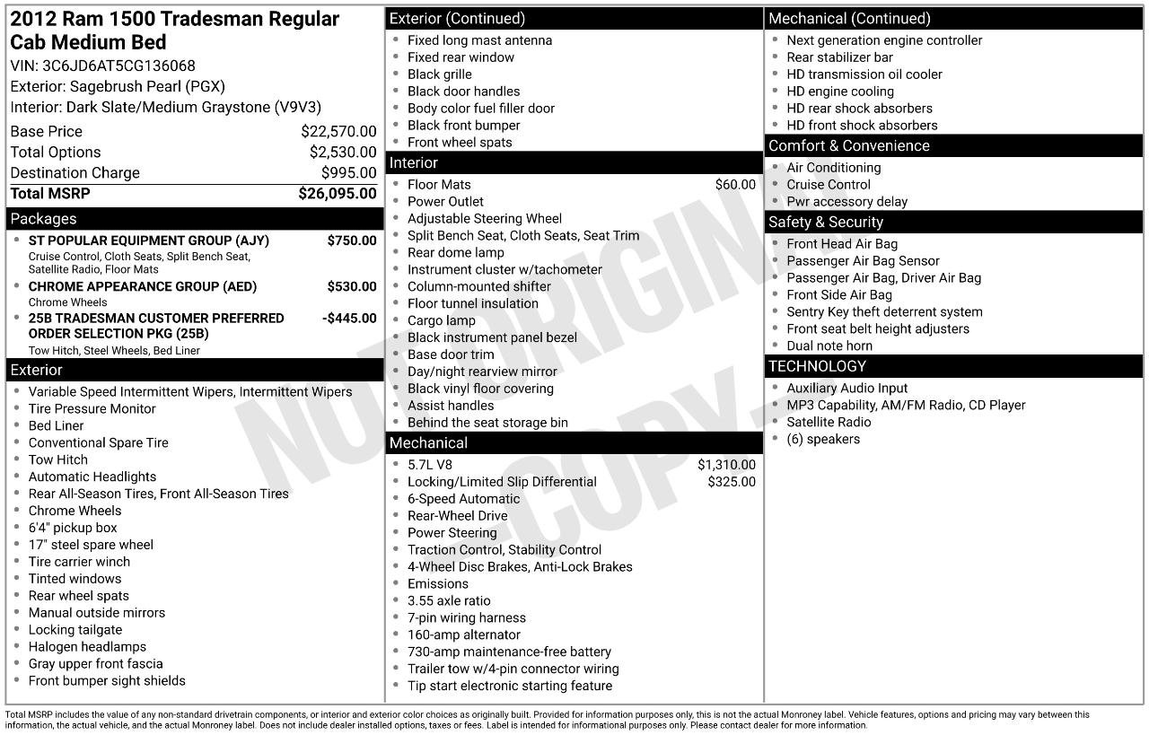 Used 2012 RAM 1500 Tradesman w/ ST Popular Equipment Group RWD image 27