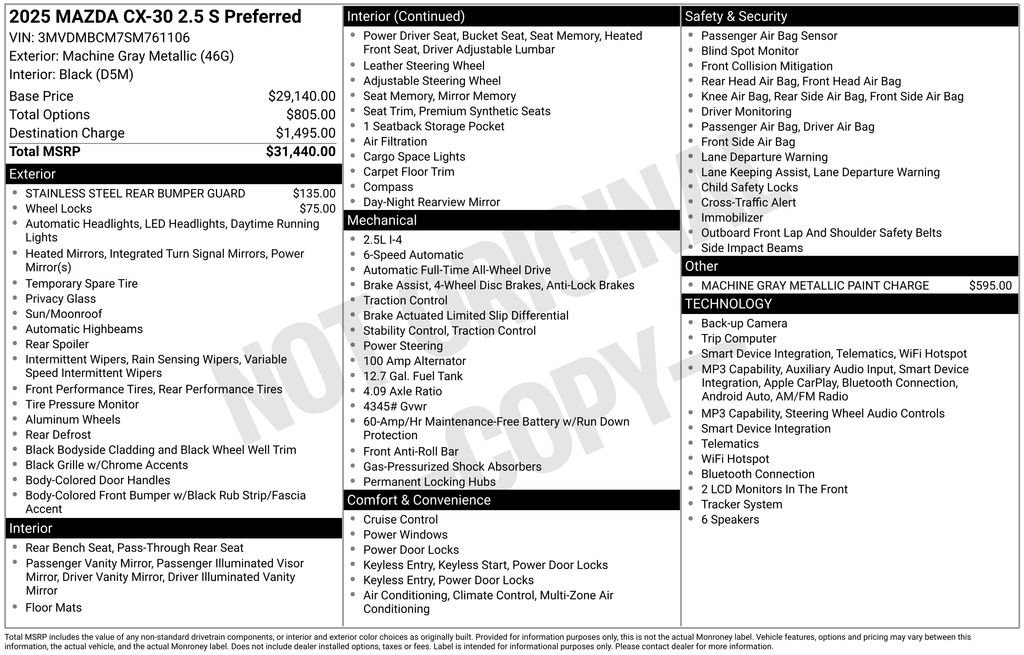 Certified 2025 MAZDA CX-30 AWD 2.5 S w/ Preferred Package image 4