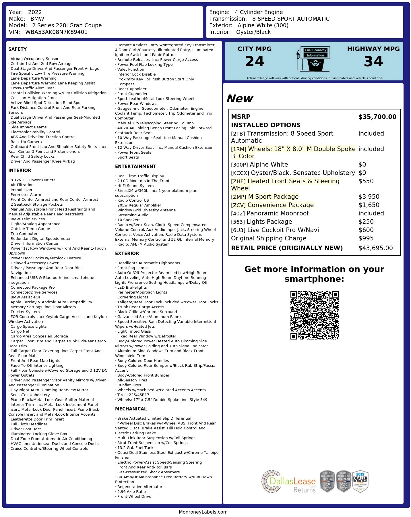 Used 2022 BMW 228i Gran Coupe w/ M Sport Package FWD image 3