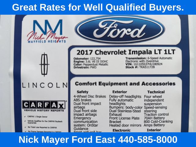 Used 2017 Chevrolet Impala LT w/ Convenience Package FWD image 33