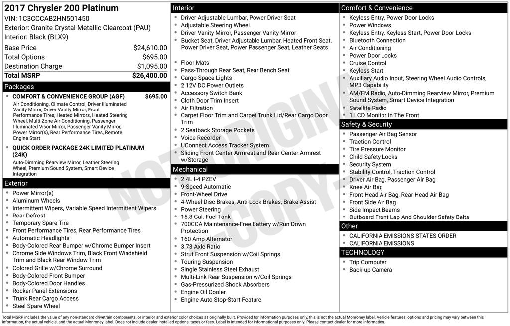 Used 2017 Chrysler 200 Limited Platinum w/ Comfort & Convenience Group FWD image 7