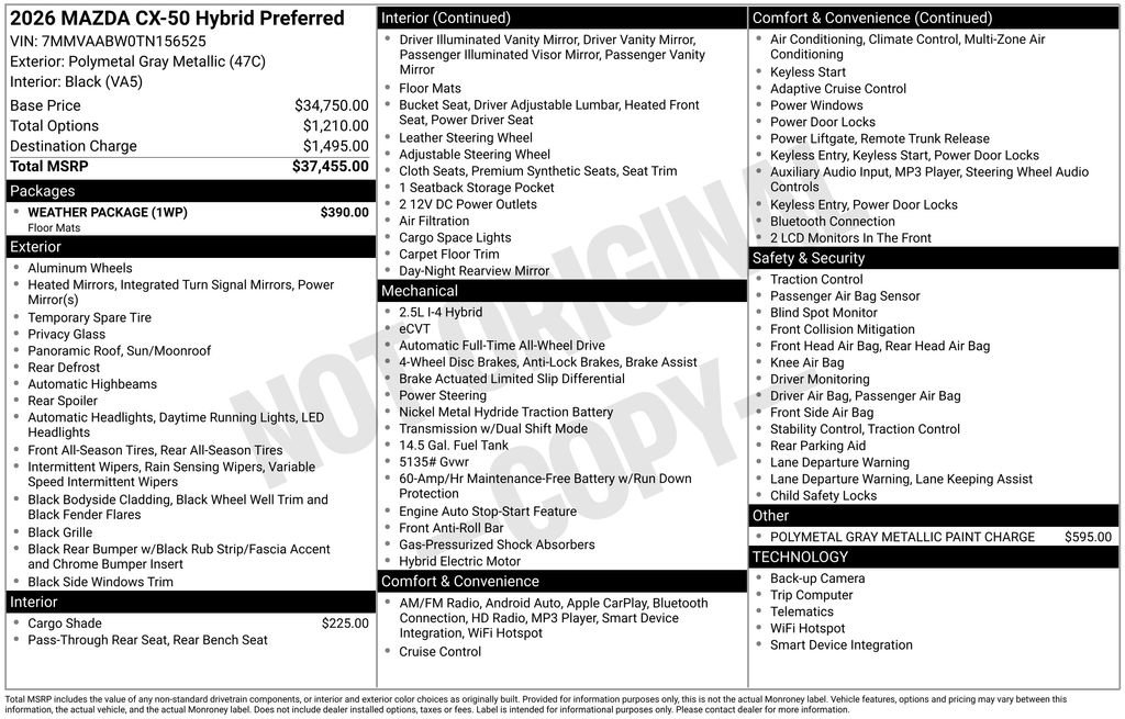 New 2026 MAZDA CX-50 2.5 Hybrid w/ Weather Package image 6