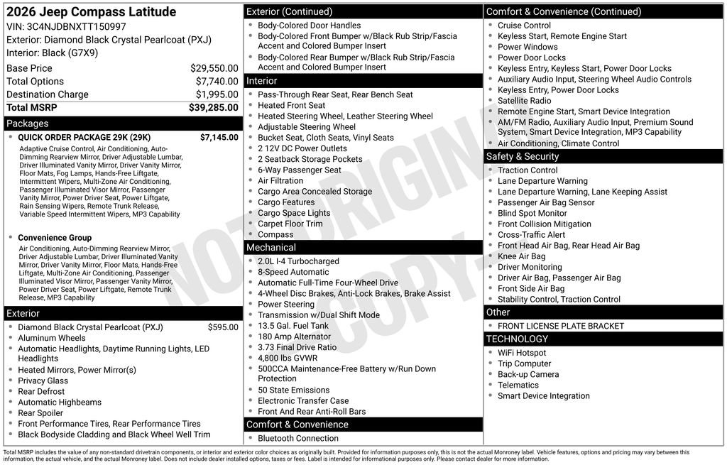 New 2026 Jeep Compass Latitude w/ Quick Order Package 29K AWD/4WD image 47