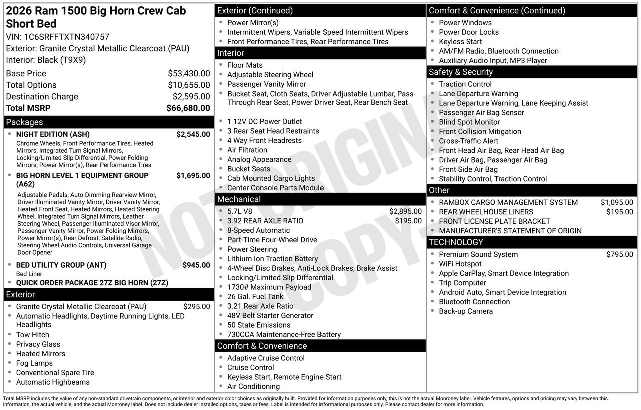 New 2026 RAM 1500 Big Horn w/ Night Edition AWD/4WD image 29