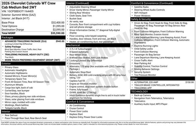New 2026 Chevrolet Colorado W/T w/ Advanced Trailering Package image 4