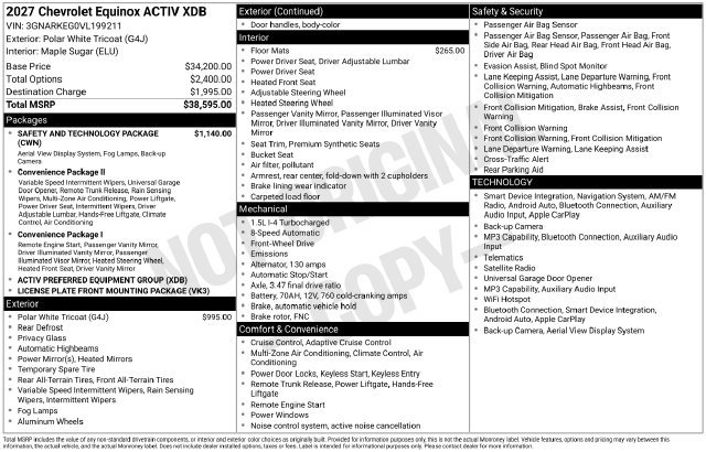 New 2027 Chevrolet Equinox ACTIV w/ Safety and Technology Package FWD image 36