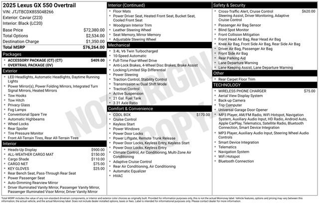 Used 2025 Lexus GX 550 w/ Accessory Package (CT) AWD/4WD image 19