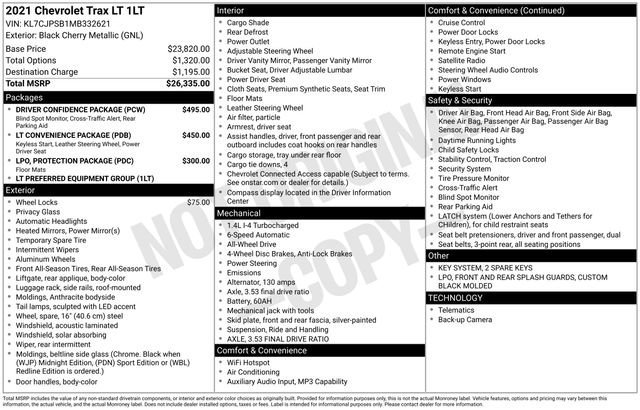 Used 2021 Chevrolet Trax LT w/ Driver Confidence Package AWD/4WD image 7