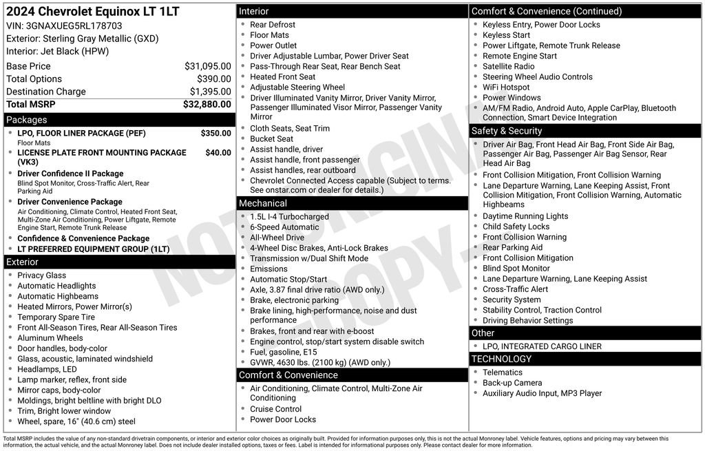 Used 2024 Chevrolet Equinox LT w/ LPO, Floor Liner Package image 2