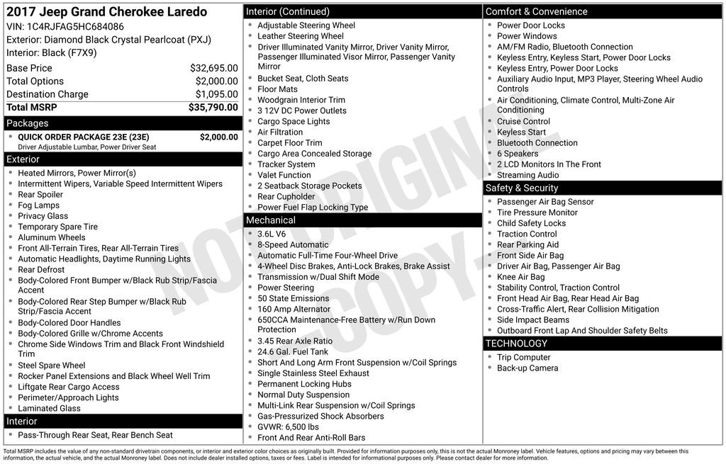 Used 2017 Jeep Grand Cherokee Laredo w/ Quick Order Package 23E image 2