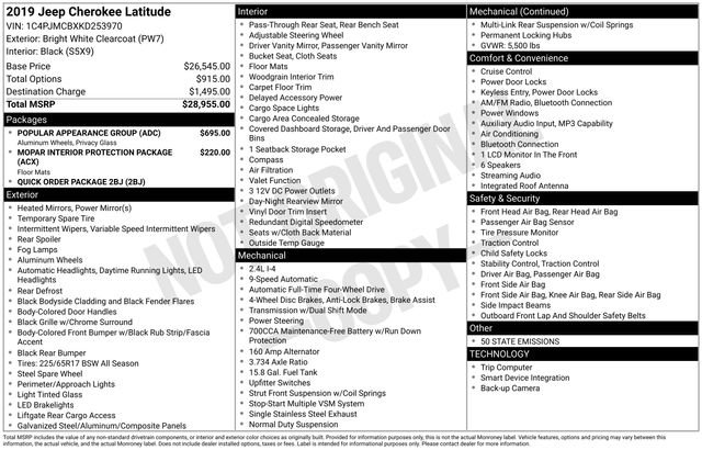 Used 2019 Jeep Cherokee Latitude w/ Popular Appearance Group image 19