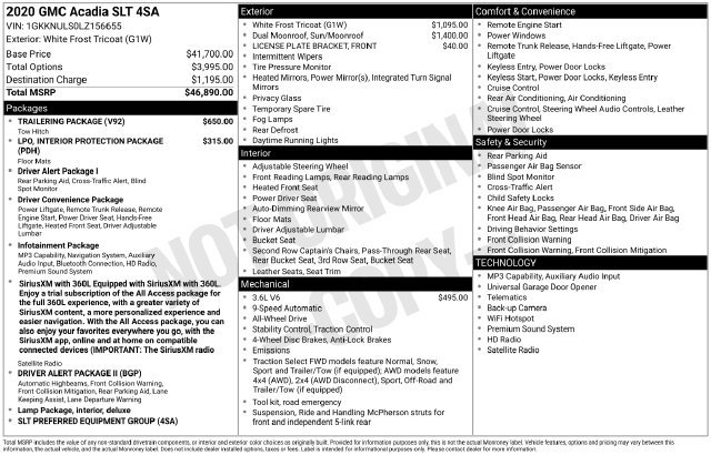 Used 2020 GMC Acadia SLT w/ Trailering Package AWD/4WD image 44