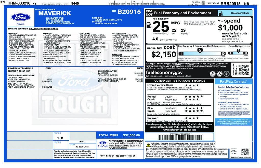 Used 2024 Ford Maverick Lariat AWD/4WD image 12
