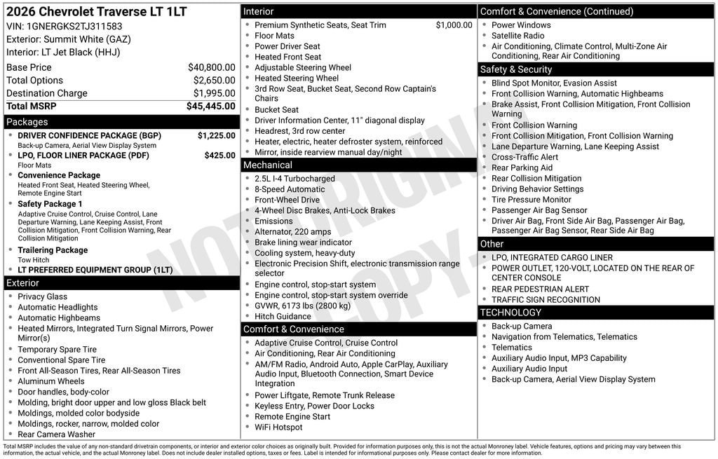 New 2026 Chevrolet Traverse LT w/ Driver Confidence Package FWD image 11