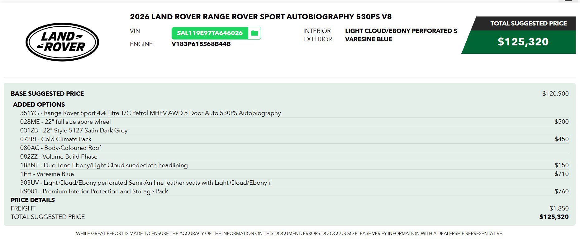 Used 2026 Land Rover Range Rover Sport Autobiography AWD/4WD image 2