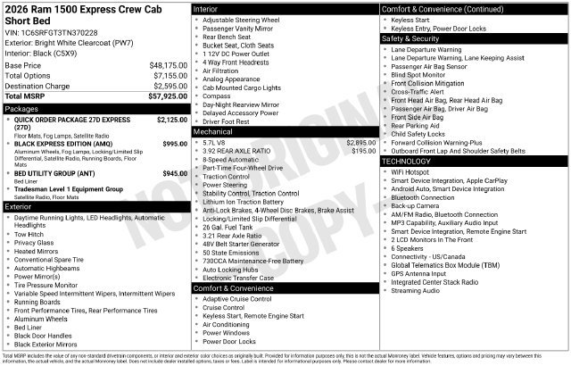 New 2026 RAM 1500 Express AWD/4WD image 2
