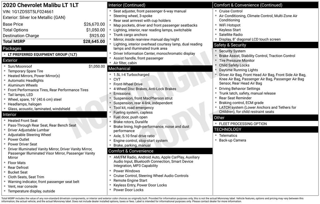 Used 2020 Chevrolet Malibu LT FWD image 47