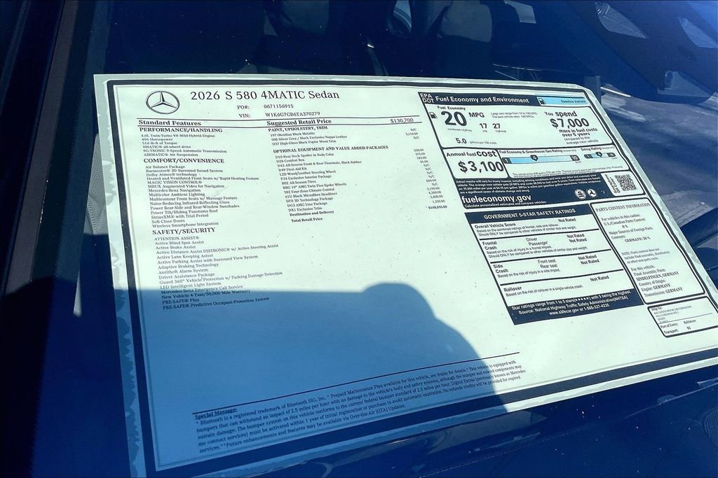 New 2026 Mercedes-Benz S 580 4MATIC Sedan image 13