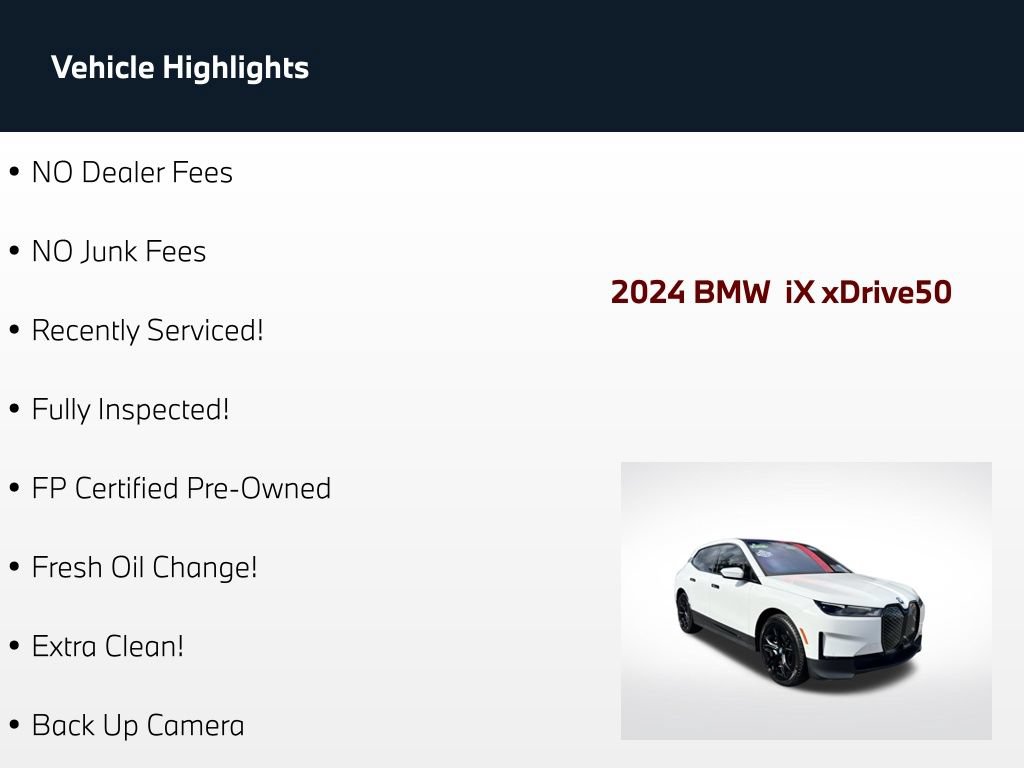 Used 2024 BMW iX xDrive50 w/ Convenience Package AWD/4WD image 83