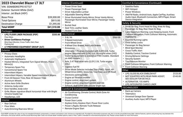 Certified 2023 Chevrolet Blazer LT w/ LPO, Floor Liner Package image 4